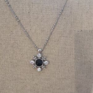Snowflake ❄️ Silver and Black Pendant Necklace